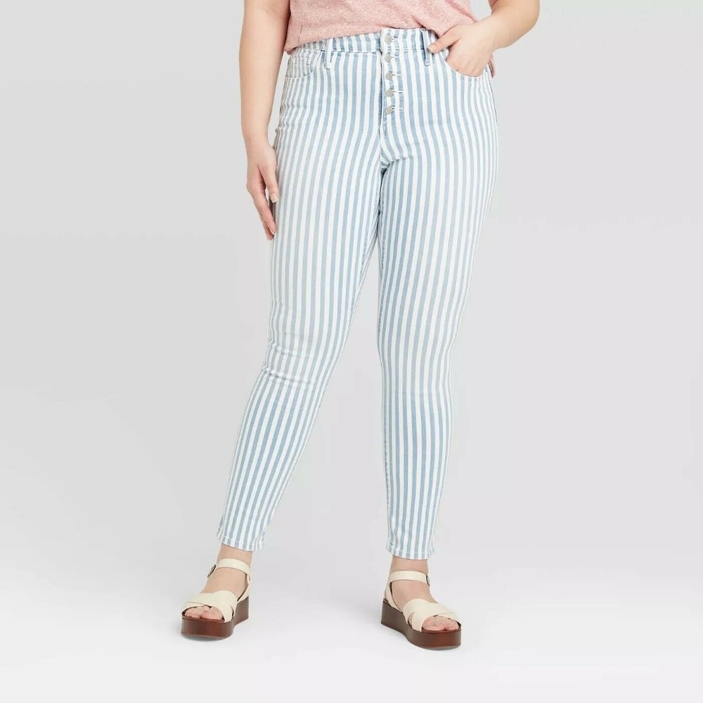 Women's Universal Thread Geek Stripe High-Rise Skinny Jeans Pinstripe Plus Size